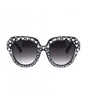 Womens Oversized Style Sunglasses Heart Design Butterfly Frame UV 400 - Black (Smoke) - CY18RQ3OW6K $6.51 Butterfly