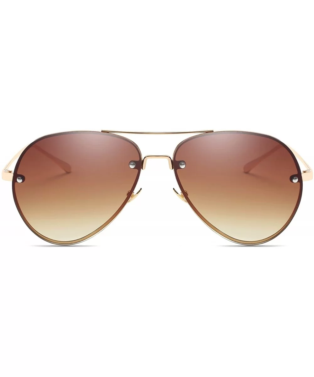 Visor Mirror Pilot Sunglasses Ladies Non-Polarized Sunglasses Anti-UV Glasses - Tea - CQ18AE0KHG7 $5.66 Wrap