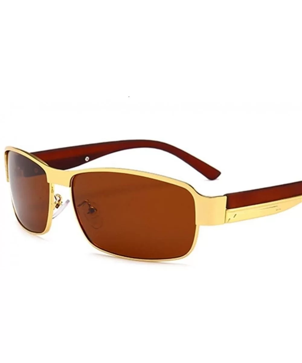 Men Polarized Sunglasses Vintage Square Mirror Sun Glasses For Men Anti-Glare Driver's Eyewear - Gold Brown - CK199G0O96T $6....