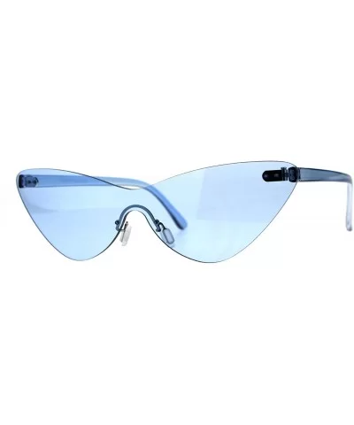 Rimless Cateye Sunglasses Womens Thin Monoblock Translucent Frame UV400 - Blue - CC18DKLKLM3 $8.94 Oversized