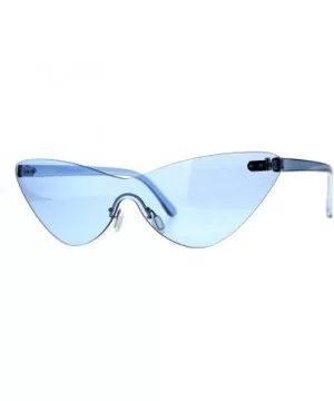 Rimless Cateye Sunglasses Womens Thin Monoblock Translucent Frame UV400 - Blue - CC18DKLKLM3 $8.94 Oversized