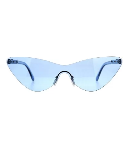 Rimless Cateye Sunglasses Womens Thin Monoblock Translucent Frame UV400 - Blue - CC18DKLKLM3 $8.94 Oversized