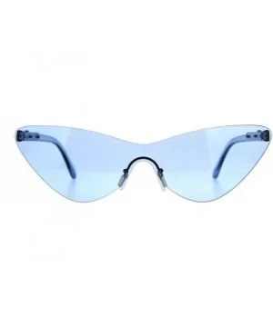 Rimless Cateye Sunglasses Womens Thin Monoblock Translucent Frame UV400 - Blue - CC18DKLKLM3 $8.94 Oversized