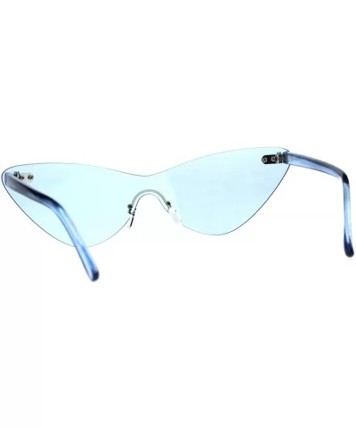 Rimless Cateye Sunglasses Womens Thin Monoblock Translucent Frame UV400 - Blue - CC18DKLKLM3 $8.94 Oversized