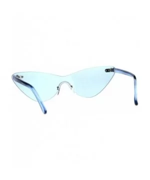 Rimless Cateye Sunglasses Womens Thin Monoblock Translucent Frame UV400 - Blue - CC18DKLKLM3 $8.94 Oversized