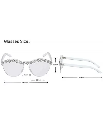 Fashion Party Rhinestone Rimless One-Piece Candy Colored Lens Luxury Diamond Metal Hinge Cat Sunglasses - C218Y4T8YNA $9.46 R...