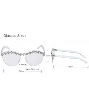 Fashion Party Rhinestone Rimless One-Piece Candy Colored Lens Luxury Diamond Metal Hinge Cat Sunglasses - C218Y4T8YNA $9.46 R...