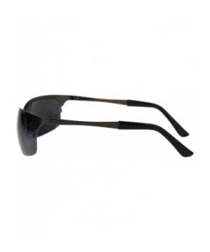 Mens Narrow Rectangular Sport Half Metal Rim Agent Sunglasses - Copper Black - CR18QSQHQ7O $5.66 Sport