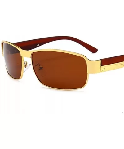 Men Polarized Sunglasses Vintage Square Mirror Sun Glasses For Men Anti-Glare Driver's Eyewear - Gold Brown - CK199G0O96T $6....