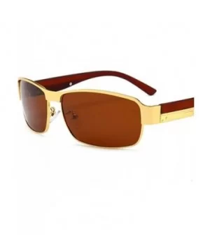 Men Polarized Sunglasses Vintage Square Mirror Sun Glasses For Men Anti-Glare Driver's Eyewear - Gold Brown - CK199G0O96T $6....