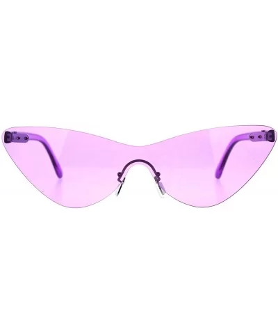 Womens Cat Eye Rimless Shield Goth Rectangular Sunglasses - Purple - CU18CX8TNE3 $5.94 Rectangular