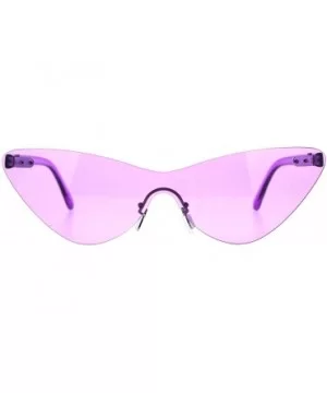 Womens Cat Eye Rimless Shield Goth Rectangular Sunglasses - Purple - CU18CX8TNE3 $5.94 Rectangular