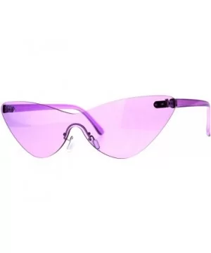 Womens Cat Eye Rimless Shield Goth Rectangular Sunglasses - Purple - CU18CX8TNE3 $5.94 Rectangular