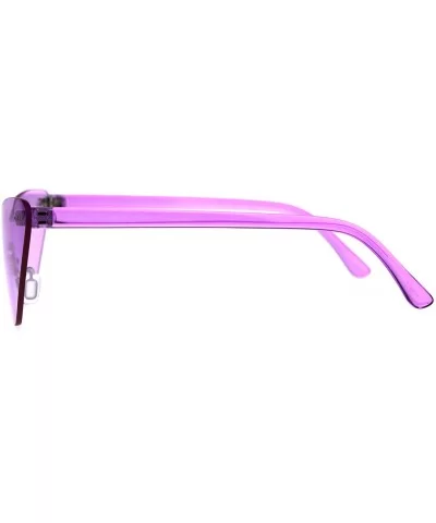 Womens Cat Eye Rimless Shield Goth Rectangular Sunglasses - Purple - CU18CX8TNE3 $5.94 Rectangular