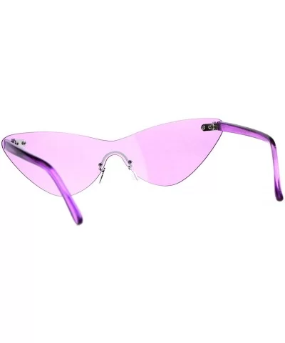 Womens Cat Eye Rimless Shield Goth Rectangular Sunglasses - Purple - CU18CX8TNE3 $5.94 Rectangular