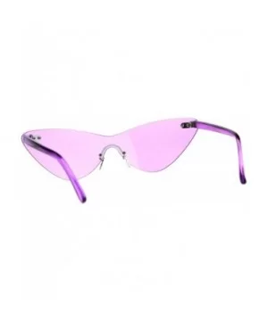 Womens Cat Eye Rimless Shield Goth Rectangular Sunglasses - Purple - CU18CX8TNE3 $5.94 Rectangular