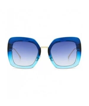 Fashion Large Frame Cat Sunglasses Lady Vintage Square Gradient Sun Glasses UV400 - Blue - CP18RLIC6XL $9.27 Square