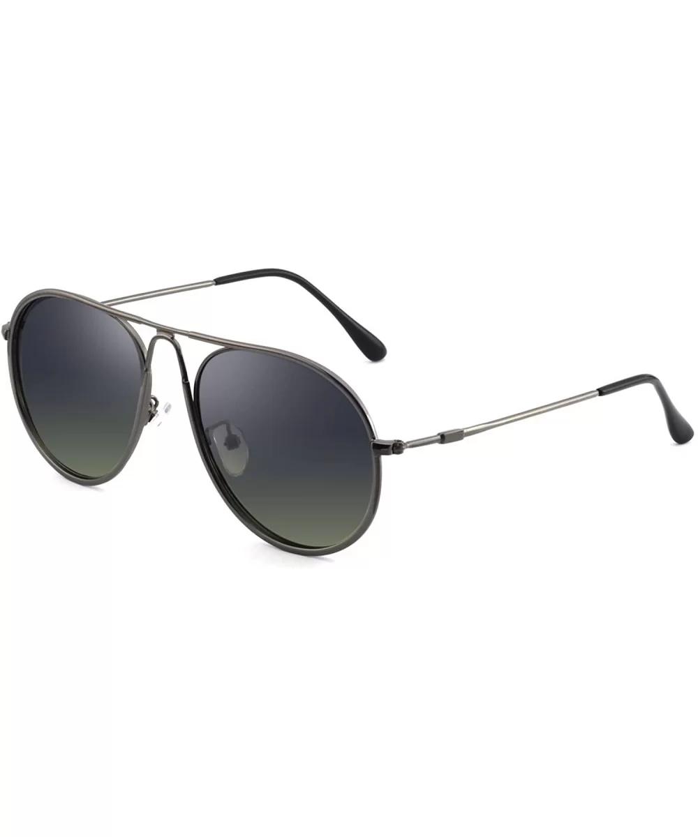 Sunglasses Rectangular Unbreakable - Gun/Olive - C718EYRKUIO $12.46 Aviator