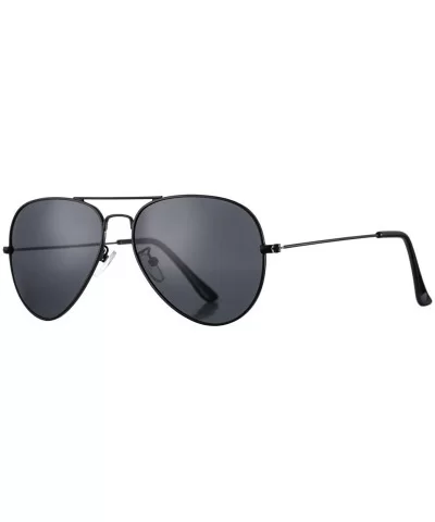 Classic Polarized Aviator Sunglasses for Men Women - 100% UV Protection - A3 Black Frame/Black Lens - CF18KRO8TSY $6.25 Overs...