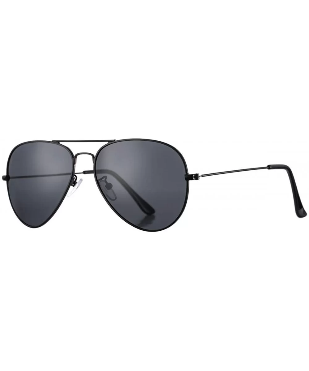 Classic Polarized Aviator Sunglasses for Men Women - 100% UV Protection - A3 Black Frame/Black Lens - CF18KRO8TSY $6.25 Overs...