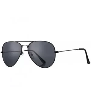 Classic Polarized Aviator Sunglasses for Men Women - 100% UV Protection - A3 Black Frame/Black Lens - CF18KRO8TSY $6.25 Overs...