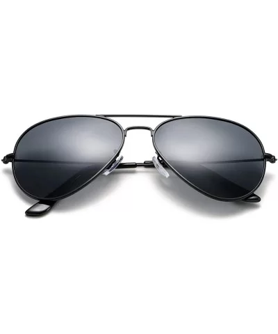 Classic Polarized Aviator Sunglasses for Men Women - 100% UV Protection - A3 Black Frame/Black Lens - CF18KRO8TSY $6.25 Overs...