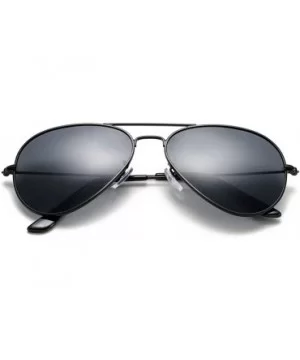 Classic Polarized Aviator Sunglasses for Men Women - 100% UV Protection - A3 Black Frame/Black Lens - CF18KRO8TSY $6.25 Overs...