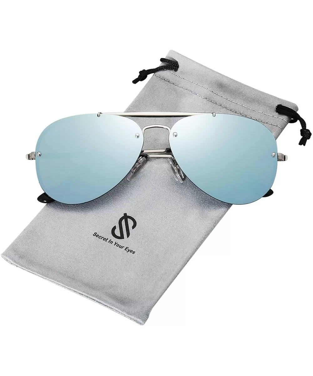 Men's Women's Aviator Sunglasses- Rimless Metal- Mirrored- TRENDALERT SJ1105 - C918NU8U4SN $12.04 Aviator