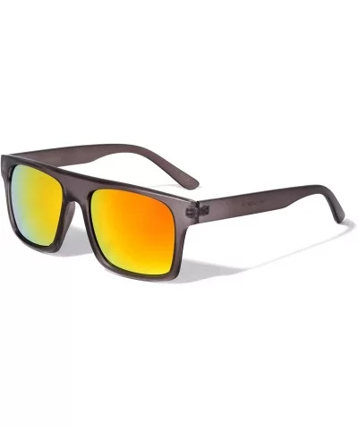 Flat Top Crystal Classic Square Color Mirror Lens Sunglasses - Orange Black - C6190U9D6CT $9.93 Square