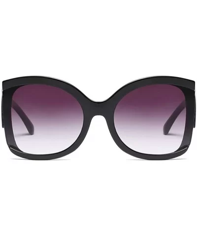 Big Vintage Square Cat-eye Sunglasses for Women Round Butterfly Irregular Temple - Black - CG1963Z3T02 $10.94 Cat Eye