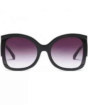 Big Vintage Square Cat-eye Sunglasses for Women Round Butterfly Irregular Temple - Black - CG1963Z3T02 $10.94 Cat Eye