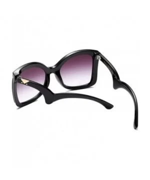 Big Vintage Square Cat-eye Sunglasses for Women Round Butterfly Irregular Temple - Black - CG1963Z3T02 $10.94 Cat Eye