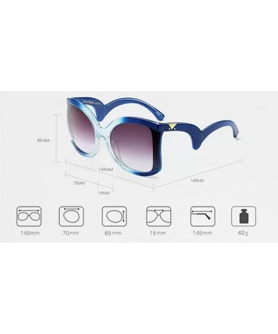 Big Vintage Square Cat-eye Sunglasses for Women Round Butterfly Irregular Temple - Black - CG1963Z3T02 $10.94 Cat Eye