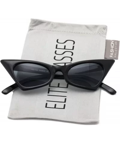 Small Cat Eye Sunglasses For Women High Pointed Tinted Color Lens New - Black - CM18075H97R $6.16 Cat Eye