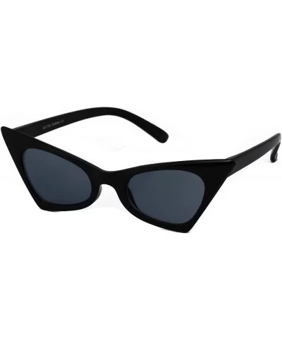 Small Cat Eye Sunglasses For Women High Pointed Tinted Color Lens New - Black - CM18075H97R $6.16 Cat Eye