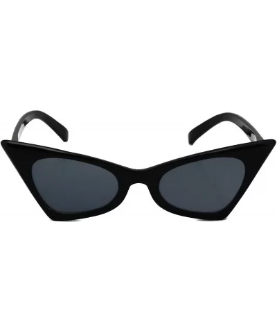 Small Cat Eye Sunglasses For Women High Pointed Tinted Color Lens New - Black - CM18075H97R $6.16 Cat Eye