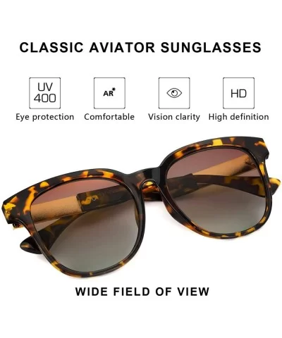 Retro Round Polarized Sunglasses for Women - UV400 Protection - Tortoise Frame / Brown Polarized Lens - CM19276SDM3 $9.66 Round