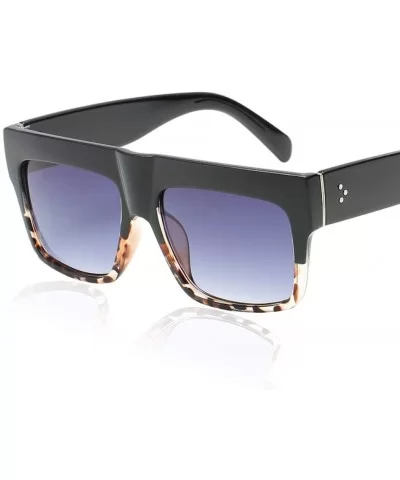 Lady Vintage Big Square Sunglasses Rivet Eyewear Flat Top Sun Glasses - Black Yellow Brown - CK18TZKITI5 $12.40 Oval