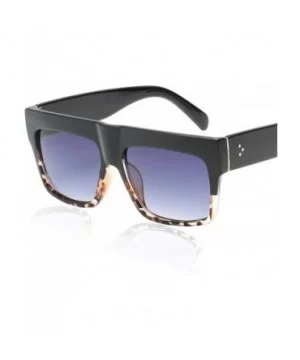 Lady Vintage Big Square Sunglasses Rivet Eyewear Flat Top Sun Glasses - Black Yellow Brown - CK18TZKITI5 $12.40 Oval