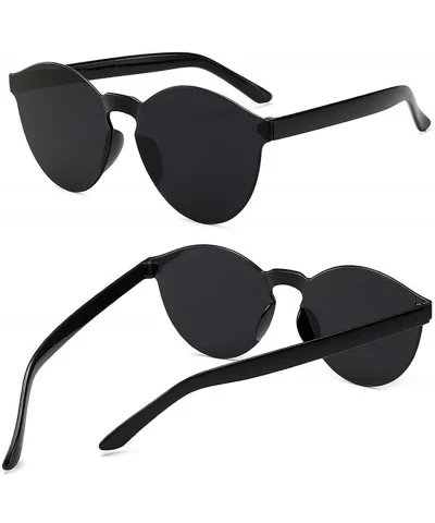 Unisex Fashion Candy Colors Round Outdoor Sunglasses Sunglasses - Black - CW199I6XS29 $13.77 Round