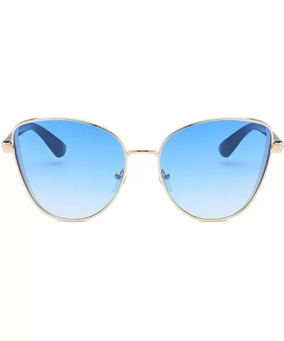 Oversized Sunglasses For Women- Mirrored Cat Eye Lightweight Eyewear- Polarized Lens Eyeglasses - Blue - CX18SXDEEGO $9.80 Sport