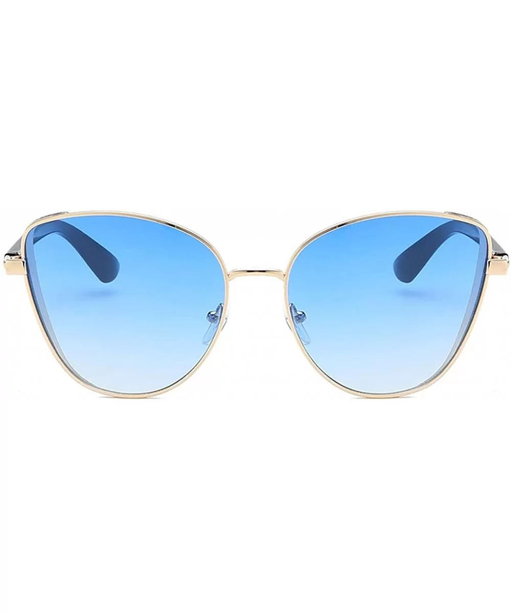 Oversized Sunglasses For Women- Mirrored Cat Eye Lightweight Eyewear- Polarized Lens Eyeglasses - Blue - CX18SXDEEGO $9.80 Sport