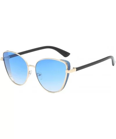 Oversized Sunglasses For Women- Mirrored Cat Eye Lightweight Eyewear- Polarized Lens Eyeglasses - Blue - CX18SXDEEGO $9.80 Sport