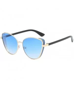 Oversized Sunglasses For Women- Mirrored Cat Eye Lightweight Eyewear- Polarized Lens Eyeglasses - Blue - CX18SXDEEGO $9.80 Sport