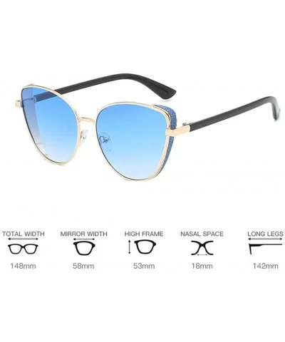 Oversized Sunglasses For Women- Mirrored Cat Eye Lightweight Eyewear- Polarized Lens Eyeglasses - Blue - CX18SXDEEGO $9.80 Sport