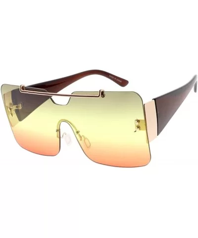 Fashion Oversized Uni Lens Flat Top Sunglasses B93 - Brown - C419203EGS5 $9.52 Oversized