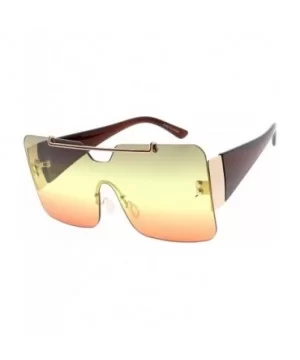 Fashion Oversized Uni Lens Flat Top Sunglasses B93 - Brown - C419203EGS5 $9.52 Oversized