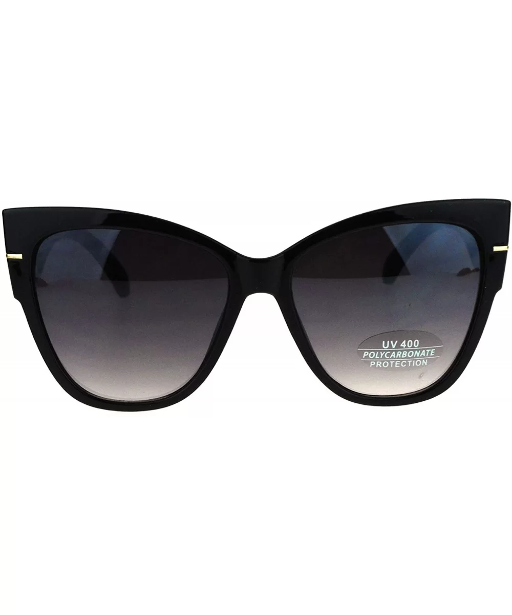 Thick Temple Plastic Horned Cat Eye Womens Retro Sunglasses - Black Smoke - CX17YDC0W4Q $7.01 Cat Eye