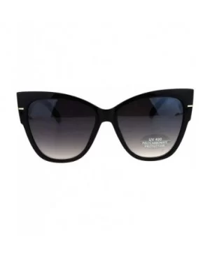 Thick Temple Plastic Horned Cat Eye Womens Retro Sunglasses - Black Smoke - CX17YDC0W4Q $7.01 Cat Eye