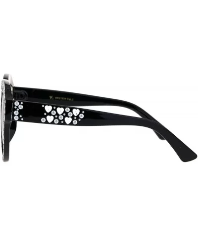 Womens Oversized Style Sunglasses Heart Design Butterfly Frame UV 400 - Black (Smoke) - CY18RQ3OW6K $6.51 Butterfly